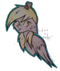 Size: 565x662 | Tagged: safe, artist:cleiote, derpy hooves, pegasus, pony, g4, female, mare, muffin, solo