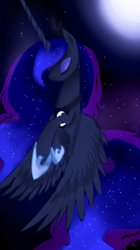 Size: 575x1024 | Tagged: safe, artist:nuttypanutdy, princess luna, g4, eyes closed, female, moon, solo