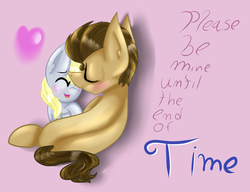 Size: 1300x1000 | Tagged: safe, artist:catavenger, derpy hooves, doctor whooves, time turner, earth pony, pony, g4, blushing, cuddling, cute, eyes closed, giggling, kissing, male, ship:doctorderpy, shipping, snuggling, stallion, straight