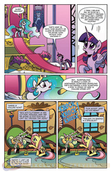 Size: 900x1384 | Tagged: safe, artist:brenda hickey, idw, official comic, discord, fluttershy, princess celestia, twilight sparkle, alicorn, draconequus, pony, friends forever #20, g4, my little pony: friends forever, spoiler:comic, canterlot throne room, comic, couch, ethereal mane, female, male, mare, preview, speech bubble, twilight sparkle (alicorn)