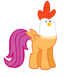 Size: 833x959 | Tagged: safe, scootaloo, chicken, g4, body swap, female, head swap, not salmon, scootachicken, simple background, solo, transparent background, vector, wat, what has science done