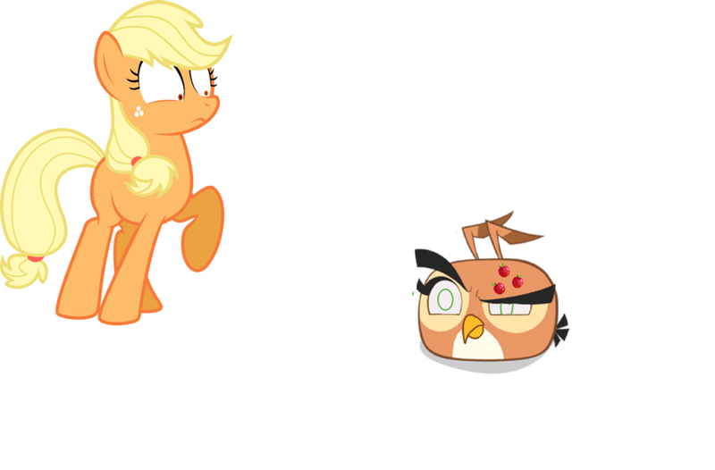 973391 angry birds applejack artist pandora010 body swap dahlia hatless missing accessory safe simple background white background derpibooru 973391 angry birds applejack artist