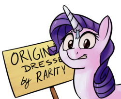 Size: 1375x1135 | Tagged: safe, artist:impcjcaesar, suri polomare, g4, disguise, fake horn, female, not rarity, seems legit, sign, simple background, solo, tape, transparent background