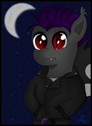 Size: 1700x2338 | Tagged: safe, artist:8darknesss8, oc, oc only, oc:windy shade, bat pony, pony, clothes, night, solo