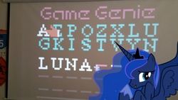 Size: 2981x1676 | Tagged: safe, princess luna, gamer luna, g4, cute, female, game genie, nintendo, nintendo entertainment system, solo