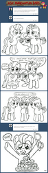 Size: 800x2870 | Tagged: safe, artist:wildtiel, babs seed, oc, oc:diamond spoon, oc:silver tiara, ask manehattan babs, g4, ask, lineart, minecraft, monochrome, muffin, tumblr