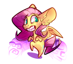 Size: 1245x1080 | Tagged: safe, artist:locksto, fluttershy, pegasus, pony, g4, big ears, bipedal, chibi, faic, female, mare, solo, teeth