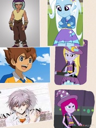 Size: 772x1024 | Tagged: safe, artist:nataliagorm, fuchsia blush, lavender lace, trixie, equestria girls, g4, arion sherwind, background human, crossover, crossover shipping, female, inazuma eleven, inazuma eleven go, kaworu nagisa, magi-nation, matsukaze tenma, neon genesis evangelion, strag, trixie and the illusions