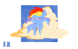 Size: 1979x1239 | Tagged: safe, artist:fluttershythekind, rainbow dash, g4, cloud, female, grumpy, solo