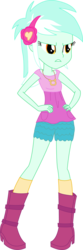 Size: 574x1731 | Tagged: safe, artist:sketchmcreations, lyra heartstrings, equestria girls, g4, my little pony equestria girls: rainbow rocks, background human, boots, clothes, female, hairband, hand on hip, inkscape, lyra is not amused, necklace, simple background, solo, transparent background, unamused, vector