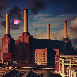 Size: 1500x1500 | Tagged: safe, edit, pinkie pie, earth pony, pony, g4, album, album cover, animals (album), cloud, cloudy, female, hipgnosis, inflation, london, mare, music, pink floyd, united kingdom, vinyl