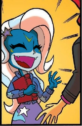 Size: 294x455 | Tagged: safe, edit, trixie, veemon, equestria girls, g4, spoiler:comic, spoiler:comicholiday2014, comic, digimon