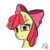 Size: 1200x1200 | Tagged: safe, artist:hanzel2, apple bloom, g4, adorabloom, apple bloom's bow, bow, cute, ear fluff, female, hair bow, portrait, signature, simple background, smiling, solo