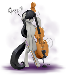 Size: 3289x3816 | Tagged: safe, artist:northernsprint, octavia melody, earth pony, pony, g4, annoyed, bipedal, cello, female, floppy ears, high res, musical instrument, solo