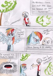 Size: 1732x2480 | Tagged: safe, artist:a_rachael_special, rainbow dash, comic:ed'swildadventure, g4, autograph, brony, comic, ed-skar, epic beard closeup, felt tip, part of a series, traditional art