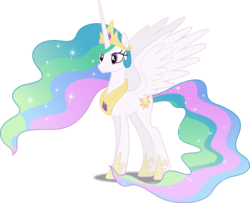 Size: 3689x3000 | Tagged: safe, artist:dashiesparkle, princess celestia, alicorn, pony, g4, princess twilight sparkle (episode), cute, cutelestia, female, high res, mare, simple background, smiling, solo, spread wings, transparent background, vector