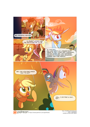 Size: 3541x5016 | Tagged: safe, artist:gashiboka, applejack, doctor whooves, fluttershy, rainbow dash, time turner, earth pony, pony, comic:recall the time of no return, g4, comic, flying, male, patreon, patreon logo, pointy ponies, stallion