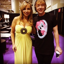 Size: 1024x1024 | Tagged: safe, pinkie pie, human, g4, brony, clothes, fan expo canada, irl, irl human, photo, rupert grint, shirt, tara strong