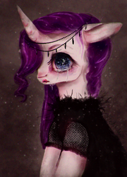 Size: 894x1245 | Tagged: safe, artist:vetallie, rarity, g4, crying, female, lipstick, makeup, solo