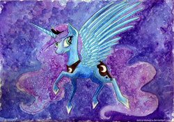 Size: 2510x1757 | Tagged: safe, artist:sanya-mosaica, princess luna, g4, female, solo, traditional art