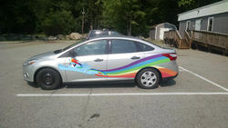 Size: 2000x1126 | Tagged: safe, rainbow dash, g4, car, ford, ford focus, itasha, photo, photoshop
