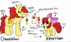 Size: 512x308 | Tagged: safe, artist:cheesewheel, apple bloom, oc, oc:cheesewheel, g4, difference meme