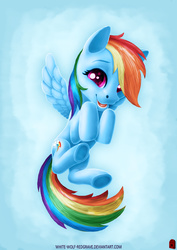 Size: 1060x1500 | Tagged: safe, artist:wwredgrave, rainbow dash, g4, cute, dashabetes, female, flying, solo, underhoof