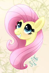 Size: 800x1180 | Tagged: safe, artist:joakaha, fluttershy, g4, blushing, female, grin, portrait, smiling, solo