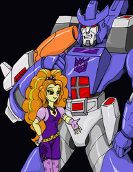 Size: 786x1016 | Tagged: safe, artist:xdtaxundeadbuck01, adagio dazzle, equestria girls, g4, crossover, galvatron, transformers