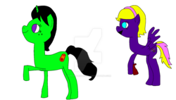 Size: 1024x582 | Tagged: safe, artist:megablaster7, oc, oc only, oc:flare blitz, oc:hi-tech, 1000 hours in ms paint, ms paint, quality, watermark