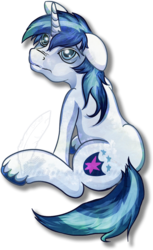 Size: 687x1120 | Tagged: safe, artist:tiothebeetle, shining armor, g4, male, puppy dog eyes, sitting, solo