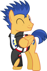 Size: 1990x3000 | Tagged: safe, artist:chainchomp2, flash sentry, pegasus, pony, g4, clothes, cute, diasentres, equestria girls outfit, high res, jacket, looking at you, male, raised hoof, simple background, smiling, solo, stallion, transparent background, vector, wink
