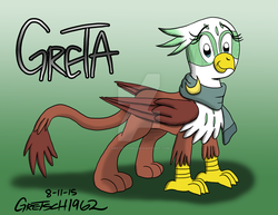 Size: 1024x792 | Tagged: dead source, safe, artist:gretsch1962, greta, griffon, g4, the lost treasure of griffonstone, deviantart watermark, female, obtrusive watermark, solo, watermark