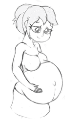 Size: 1235x1816 | Tagged: safe, artist:mlp-pregnancy-is-magic, oc, oc only, oc:bundle joy, human, equestria girls, g4, belly, belly button, equestria girls-ified, monochrome, pregnant, pregnant equestria girls, sketch, solo