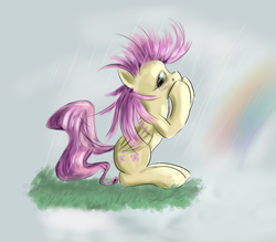 Size: 2048x1792 | Tagged: safe, artist:kwendynew, fluttershy, g4, female, looking at you, rain, solo