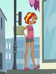 Size: 784x1020 | Tagged: safe, artist:cirusthecitrus, sunset shimmer, human, g4, alternate hairstyle, female, humanized, sandals, solo