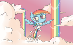 Size: 2000x1232 | Tagged: safe, artist:switchy, rainbow dash, g4, cloud, cloudy, female, rainbow, solo