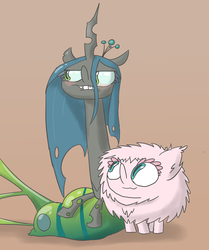 Size: 1518x1819 | Tagged: safe, artist:switchy, queen chrysalis, oc, oc:fluffle puff, g4, blushing