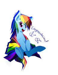 Size: 700x900 | Tagged: safe, artist:skyeypony, rainbow dash, g4, congratulations, female, gay pride, gay pride flag, happy, lovewins, pride, solo, underhoof