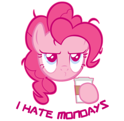 Size: 2472x2403 | Tagged: dead source, safe, artist:flare-chaser, pinkie pie, g4, coffee, female, garfield, high res, i hate mondays, monday, solo, sticker