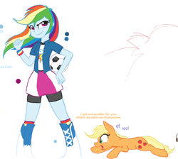 Size: 602x540 | Tagged: safe, artist:kasun05, applejack, rainbow dash, equestria girls, g4, flockdraw, flockmod, what are thoooose, wip