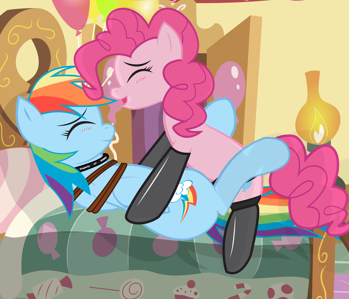 explicit, artist:bondagelover888, pinkie pie, rainbow dash, <b>pony</b>, g4, absur...