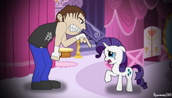 Size: 1185x674 | Tagged: safe, artist:ryanimate2015, rarity, human, g4, angry, crossover, crying, dean ambrose, wrestling, wwe