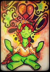 Size: 2341x3319 | Tagged: safe, artist:canvymamamoo, tree hugger, g4, female, high res, solo, traditional art