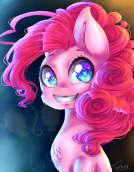 Size: 800x1024 | Tagged: safe, artist:iponylover, pinkie pie, g4, chest fluff, female, heart eyes, smiling, solo, wingding eyes