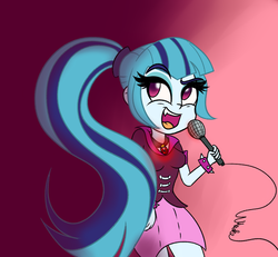 Size: 1300x1200 | Tagged: dead source, safe, artist:wubcakeva, sonata dusk, equestria girls, g4, female, microphone, singing, solo