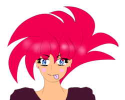 Size: 1280x1024 | Tagged: safe, artist:neoink, pinkie pie, human, g4, alternate hairstyle, female, humanized, smiling, solo, tongue out