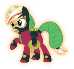 Size: 3059x2879 | Tagged: safe, artist:infinitewarlock, applejack, mistress marevelous, pony, g4, power ponies (episode), crystallized, female, high res, lasso, power ponies, race swap, rainbow power, rope, simple background, solo, transparent background, vector