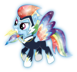Size: 1024x960 | Tagged: safe, artist:infinitewarlock, rainbow dash, zapp, g4, power ponies (episode), crystallized, female, mouth hold, necklace, power ponies, race swap, rainbow power, simple background, solo, transparent background, vector