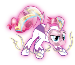 Size: 3243x2807 | Tagged: safe, artist:infinitewarlock, fili-second, pinkie pie, g4, power ponies (episode), crystallized, female, high res, power ponies, race swap, rainbow power, simple background, solo, transparent background, vector